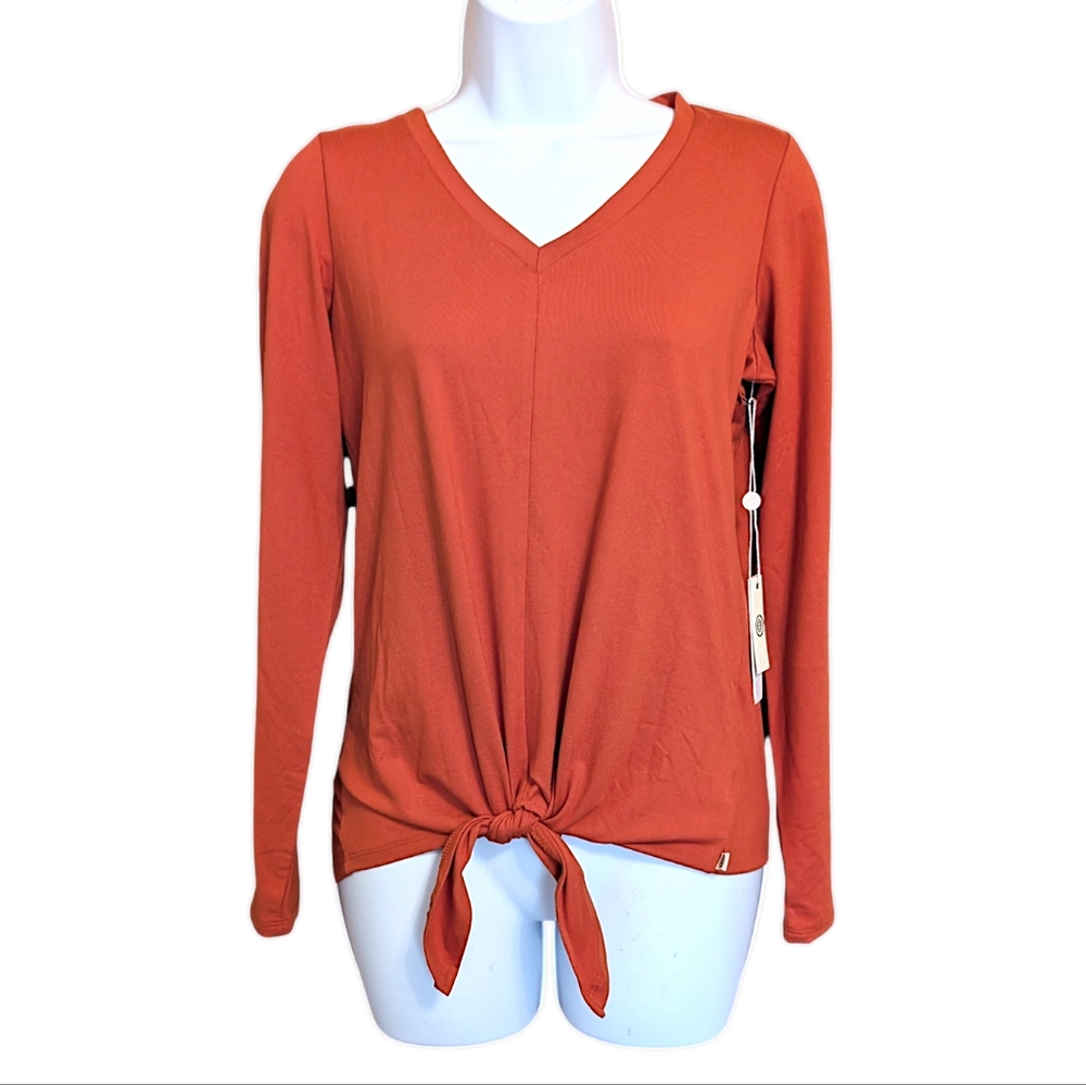 Max Studio tie-front performance top